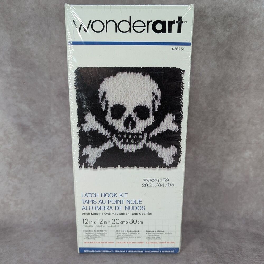 Wonderart Arrgh Matey Skull Crossbones Latch Hook Kit 12x12 426150 New Sealed